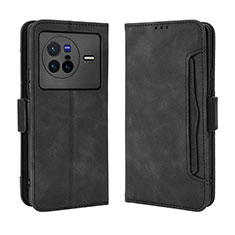 Leather Case Stands Flip Cover Holder BY3 for Vivo X80 5G Black