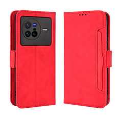 Leather Case Stands Flip Cover Holder BY3 for Vivo X80 5G Red