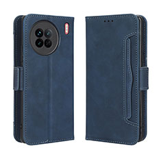 Leather Case Stands Flip Cover Holder BY3 for Vivo X90 5G Blue