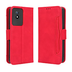 Leather Case Stands Flip Cover Holder BY3 for Vivo Y02 Red