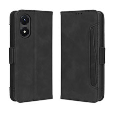 Leather Case Stands Flip Cover Holder BY3 for Vivo Y02S Black