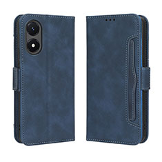 Leather Case Stands Flip Cover Holder BY3 for Vivo Y02S Blue