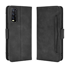 Leather Case Stands Flip Cover Holder BY3 for Vivo Y12G Black