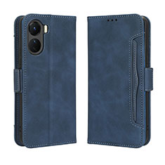 Leather Case Stands Flip Cover Holder BY3 for Vivo Y16 Blue