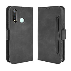 Leather Case Stands Flip Cover Holder BY3 for Vivo Y19 Black