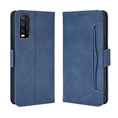 Leather Case Stands Flip Cover Holder BY3 for Vivo Y20 Blue