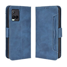 Leather Case Stands Flip Cover Holder BY3 for Vivo Y21 Blue