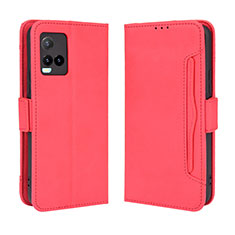 Leather Case Stands Flip Cover Holder BY3 for Vivo Y21 Red