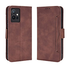 Leather Case Stands Flip Cover Holder BY3 for Vivo Y30 5G Brown