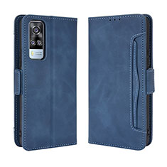 Leather Case Stands Flip Cover Holder BY3 for Vivo Y31 (2021) Blue