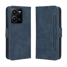 Leather Case Stands Flip Cover Holder BY3 for Vivo Y35 4G Blue