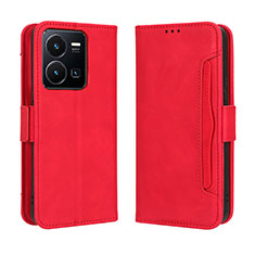 Leather Case Stands Flip Cover Holder BY3 for Vivo Y35 4G Red