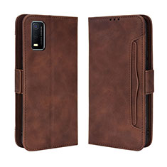 Leather Case Stands Flip Cover Holder BY3 for Vivo Y3s (2021) Brown