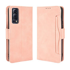 Leather Case Stands Flip Cover Holder BY3 for Vivo Y52 5G Pink