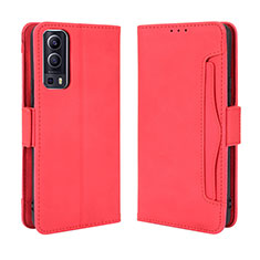 Leather Case Stands Flip Cover Holder BY3 for Vivo Y52 5G Red