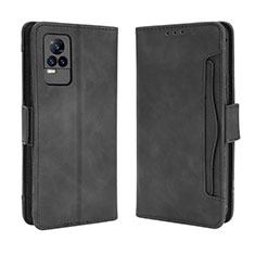 Leather Case Stands Flip Cover Holder BY3 for Vivo Y73 (2021) Black