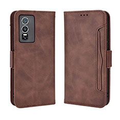 Leather Case Stands Flip Cover Holder BY3 for Vivo Y76 5G Brown