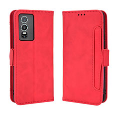 Leather Case Stands Flip Cover Holder BY3 for Vivo Y76 5G Red