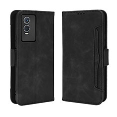 Leather Case Stands Flip Cover Holder BY3 for Vivo Y76s 5G Black