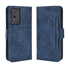 Leather Case Stands Flip Cover Holder BY3 for Vivo Y76s 5G Blue