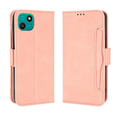 Leather Case Stands Flip Cover Holder BY3 for Wiko T10 Pink