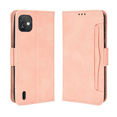 Leather Case Stands Flip Cover Holder BY3 for Wiko Y82 Pink