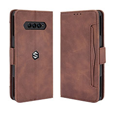 Leather Case Stands Flip Cover Holder BY3 for Xiaomi Black Shark 4 Pro 5G Brown