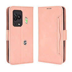 Leather Case Stands Flip Cover Holder BY3 for Xiaomi Black Shark 5 Pro 5G Pink