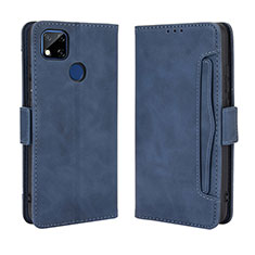 Leather Case Stands Flip Cover Holder BY3 for Xiaomi POCO C3 Blue