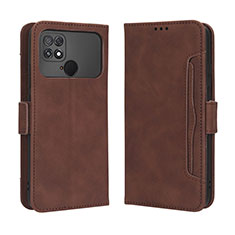 Leather Case Stands Flip Cover Holder BY3 for Xiaomi Poco C40 Brown