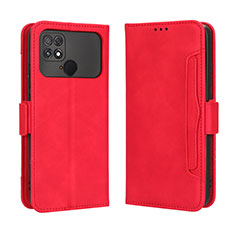 Leather Case Stands Flip Cover Holder BY3 for Xiaomi Poco C40 Red