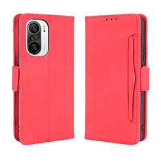 Leather Case Stands Flip Cover Holder BY3 for Xiaomi Poco F3 5G Red