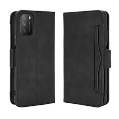 Leather Case Stands Flip Cover Holder BY3 for Xiaomi Poco M3 Black