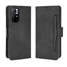 Leather Case Stands Flip Cover Holder BY3 for Xiaomi Poco M4 Pro 5G Black