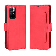 Leather Case Stands Flip Cover Holder BY3 for Xiaomi Poco M4 Pro 5G Red