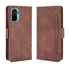 Leather Case Stands Flip Cover Holder BY3 for Xiaomi Poco M5S Brown