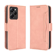 Leather Case Stands Flip Cover Holder BY3 for Xiaomi Poco X5 Pro 5G Pink