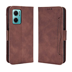 Leather Case Stands Flip Cover Holder BY3 for Xiaomi Redmi 10 5G Brown