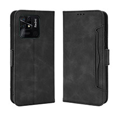 Leather Case Stands Flip Cover Holder BY3 for Xiaomi Redmi 10 India Black