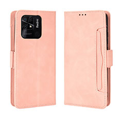 Leather Case Stands Flip Cover Holder BY3 for Xiaomi Redmi 10 India Pink