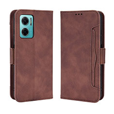 Leather Case Stands Flip Cover Holder BY3 for Xiaomi Redmi 11 Prime 5G Brown
