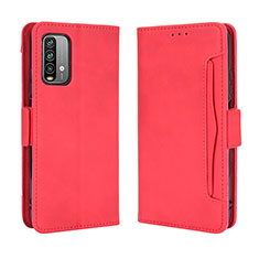 Leather Case Stands Flip Cover Holder BY3 for Xiaomi Redmi 9T 4G Red