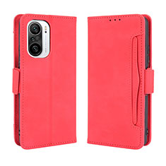 Leather Case Stands Flip Cover Holder BY3 for Xiaomi Redmi K40 5G Red