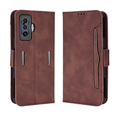 Leather Case Stands Flip Cover Holder BY3 for Xiaomi Redmi K50 Gaming AMG F1 5G Brown