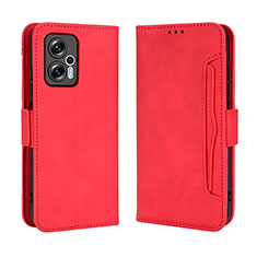 Leather Case Stands Flip Cover Holder BY3 for Xiaomi Redmi K50i 5G Red