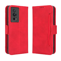 Leather Case Stands Flip Cover Holder BY3 for Xiaomi Redmi K60 5G Red