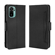 Leather Case Stands Flip Cover Holder BY3 for Xiaomi Redmi Note 10 4G Black