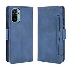 Leather Case Stands Flip Cover Holder BY3 for Xiaomi Redmi Note 10 4G Blue