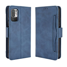 Leather Case Stands Flip Cover Holder BY3 for Xiaomi Redmi Note 10 5G Blue