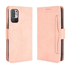 Leather Case Stands Flip Cover Holder BY3 for Xiaomi Redmi Note 10 5G Pink
